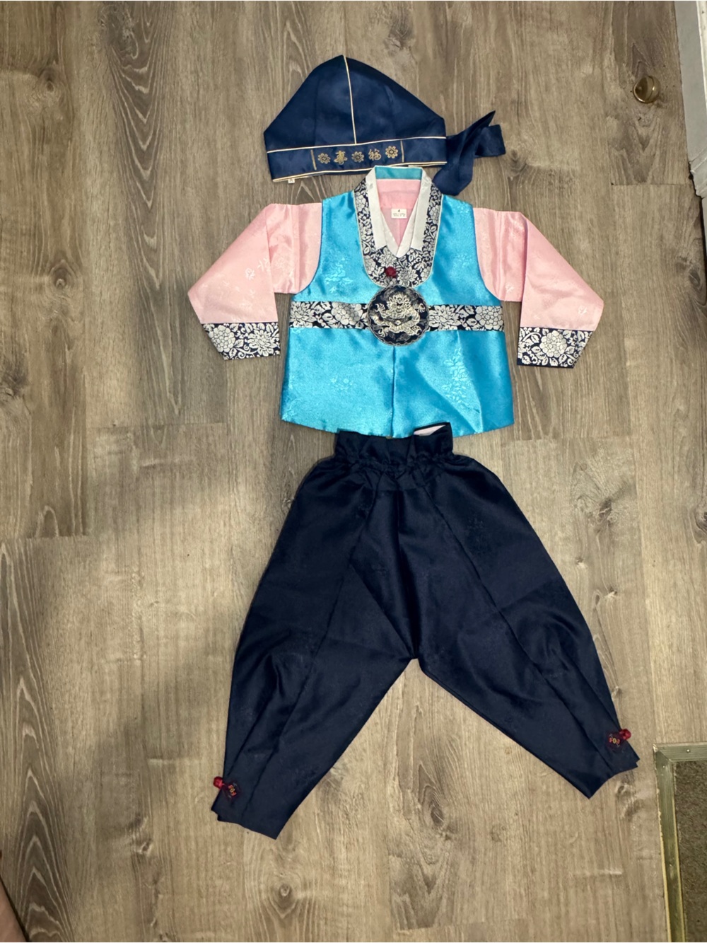 Traditional Kids Matching Set - Blue & Pink Korean Hanbok  Outfit
